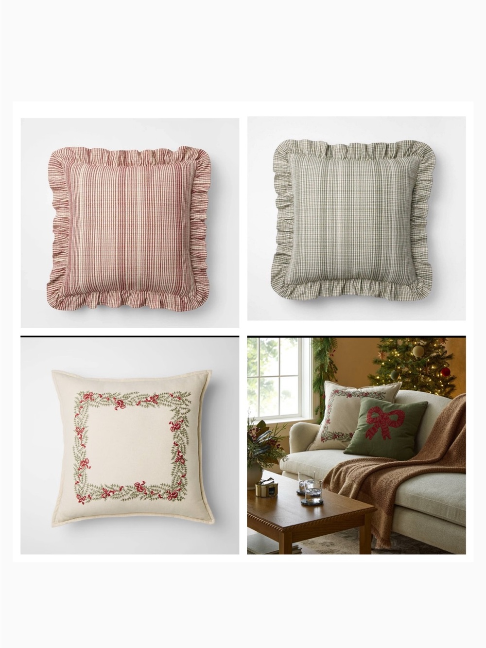 NIB / 24"x24" Uneven Plaid with Ruffle Pillow - Studio McGee